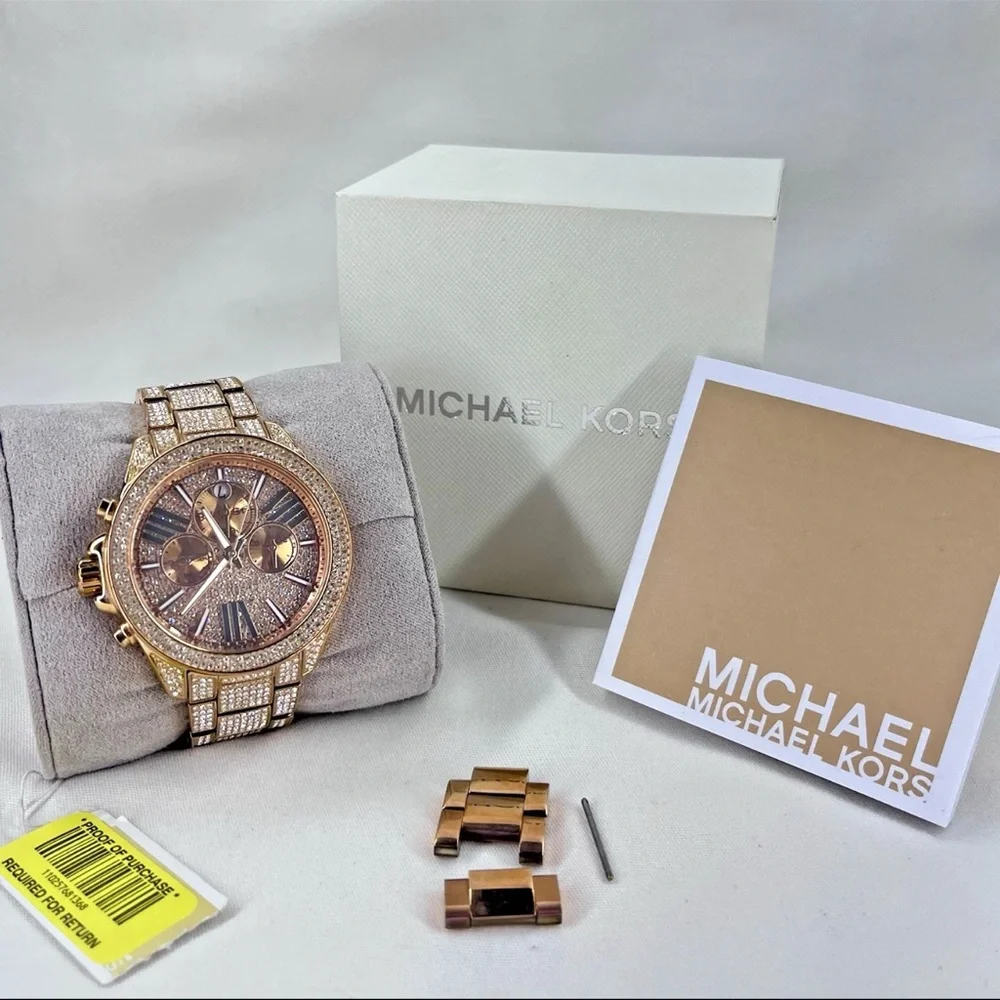 Michael Kors MK6452 Wren Rose Gold Pave Glitz StainlessSteel Women's Wrist Watch